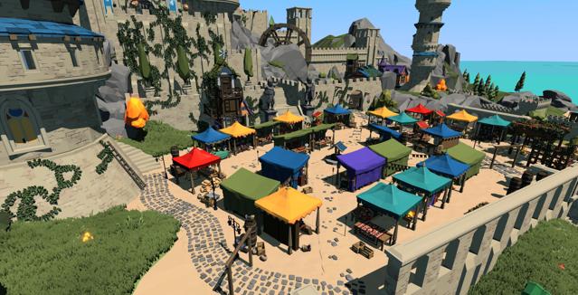 Image showing a low-polygon marketplace full of market stalls, props, and other items.