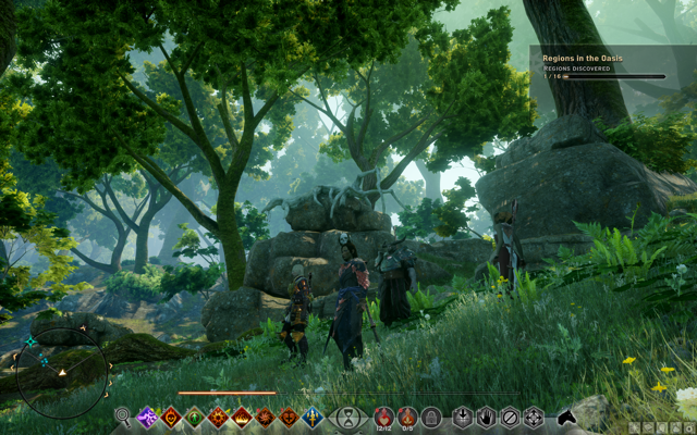 Image from Dragon Age: Inquisition showing the party in a forest