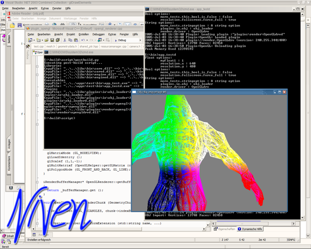 Screenshot showing a wireframe model of a monster.