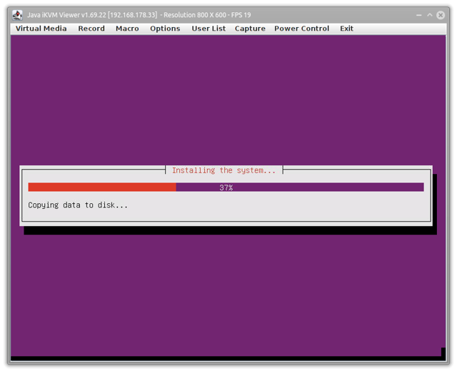 Window showing the Ubuntu installation progress bar.